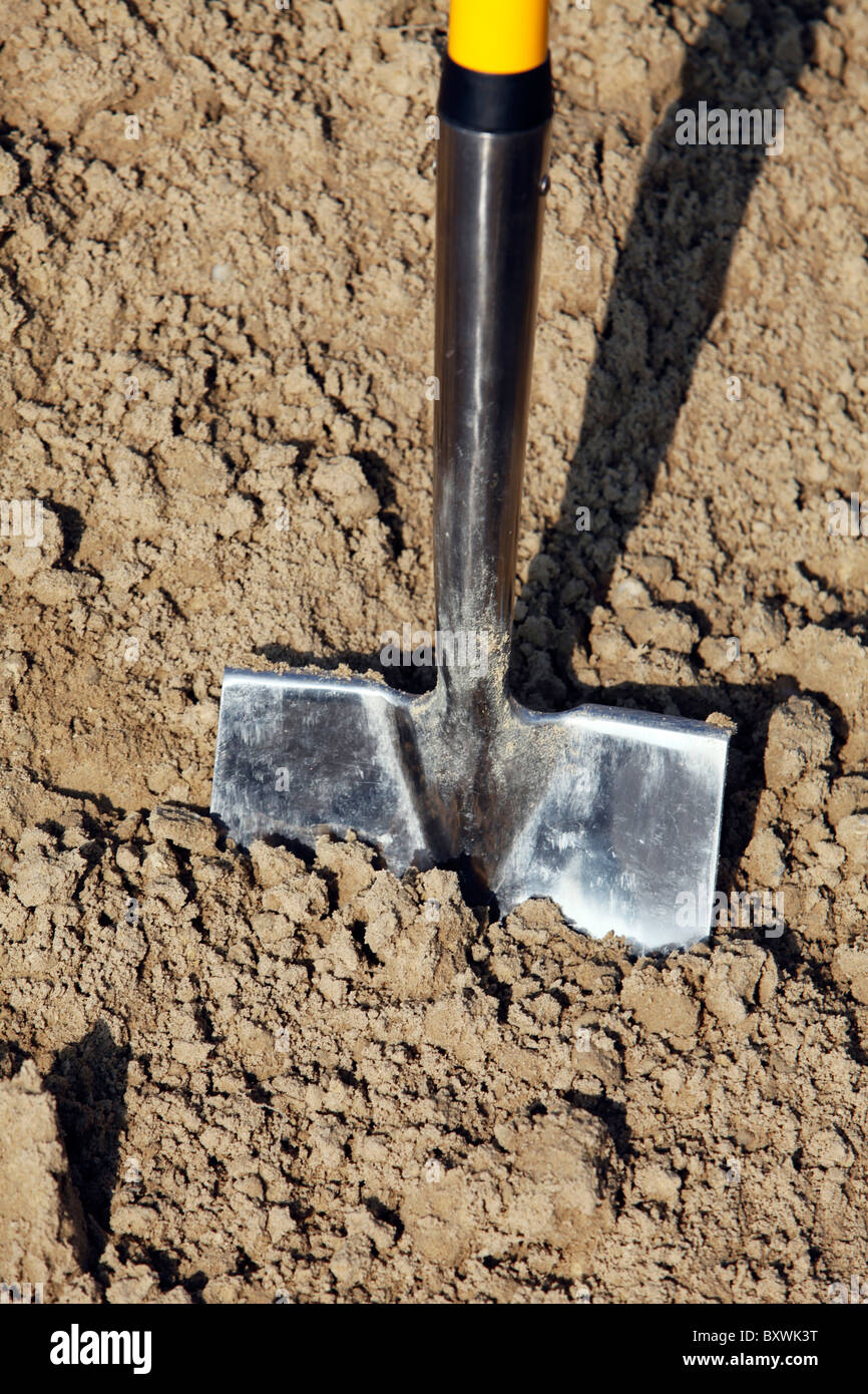 Spade e bastoni in terra. Foto Stock