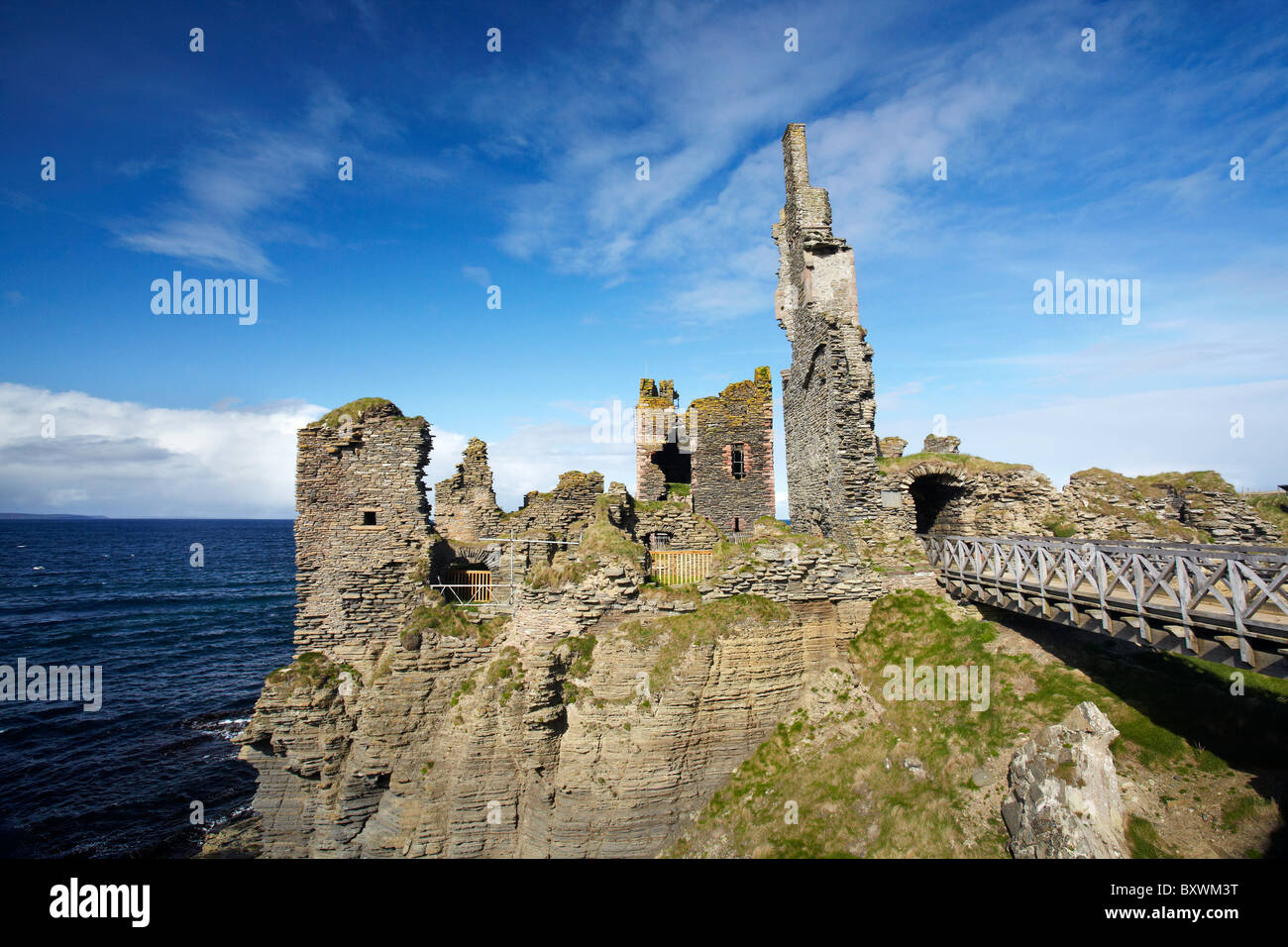 Castello Sinclair Girnigoe, Wick, Caithness, Highlands, Scotland, Regno Unito Foto Stock