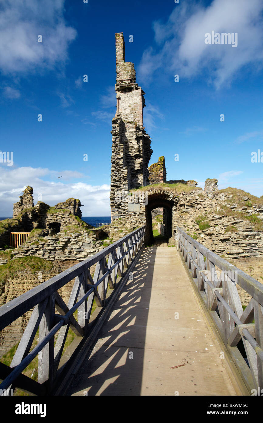 Castello Sinclair Girnigoe, Wick, Caithness, Highlands, Scotland, Regno Unito Foto Stock