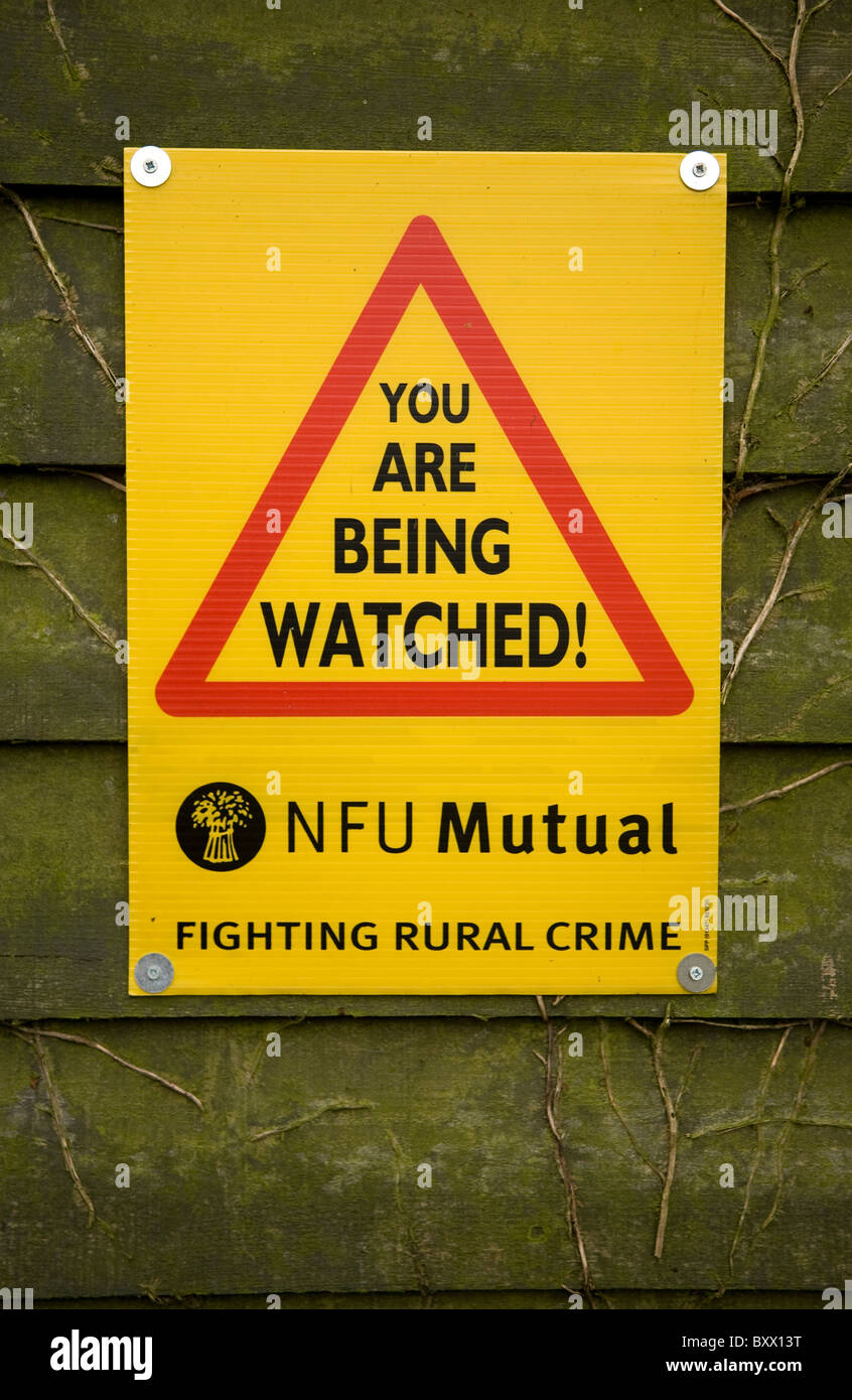 Segno che si sono guardati NFU mutuo combattendo la criminalità rurale Foto Stock