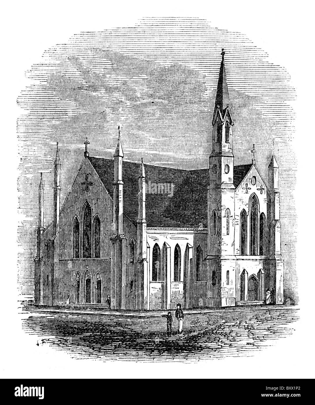 La Chiesa di San Giacomo il Grande, Bethnal Green, Londra, prelevato poco dopo il suo completamento nel 1844 Foto Stock