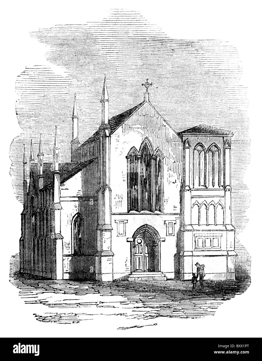 Chiesa di San Bartolomeo, Bethnal Green, Londra, poco dopo il suo completamento circa 1844. Chiuso nel 1977 fu trasformato in appartamenti negli anni ottanta. Foto Stock