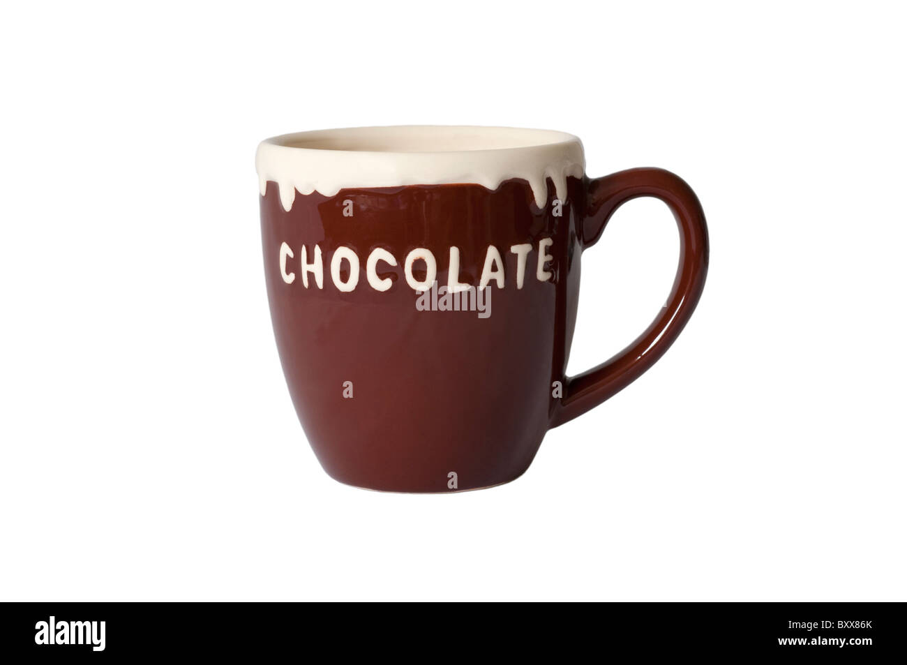 Cioccolata calda tazza su sfondo bianco Foto Stock