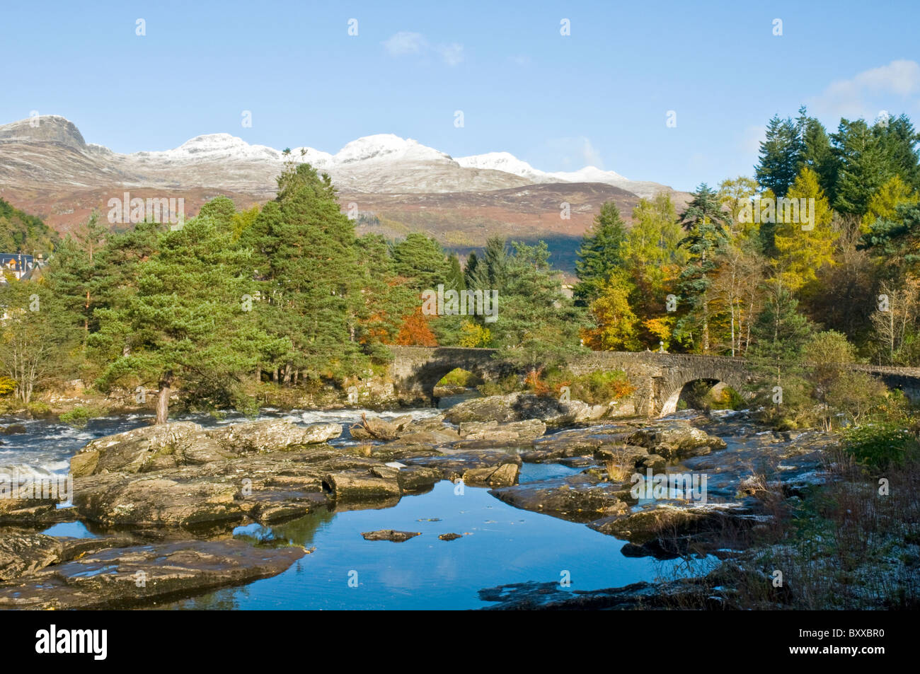 Le Cascate di Dochart e River Dochart Killin distretto di Stirling Foto Stock