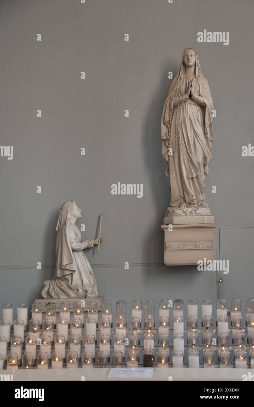 Maria Madre di Gesù Io sono l Immacolata Concezione; candele; Arte Religiosa Foto Stock