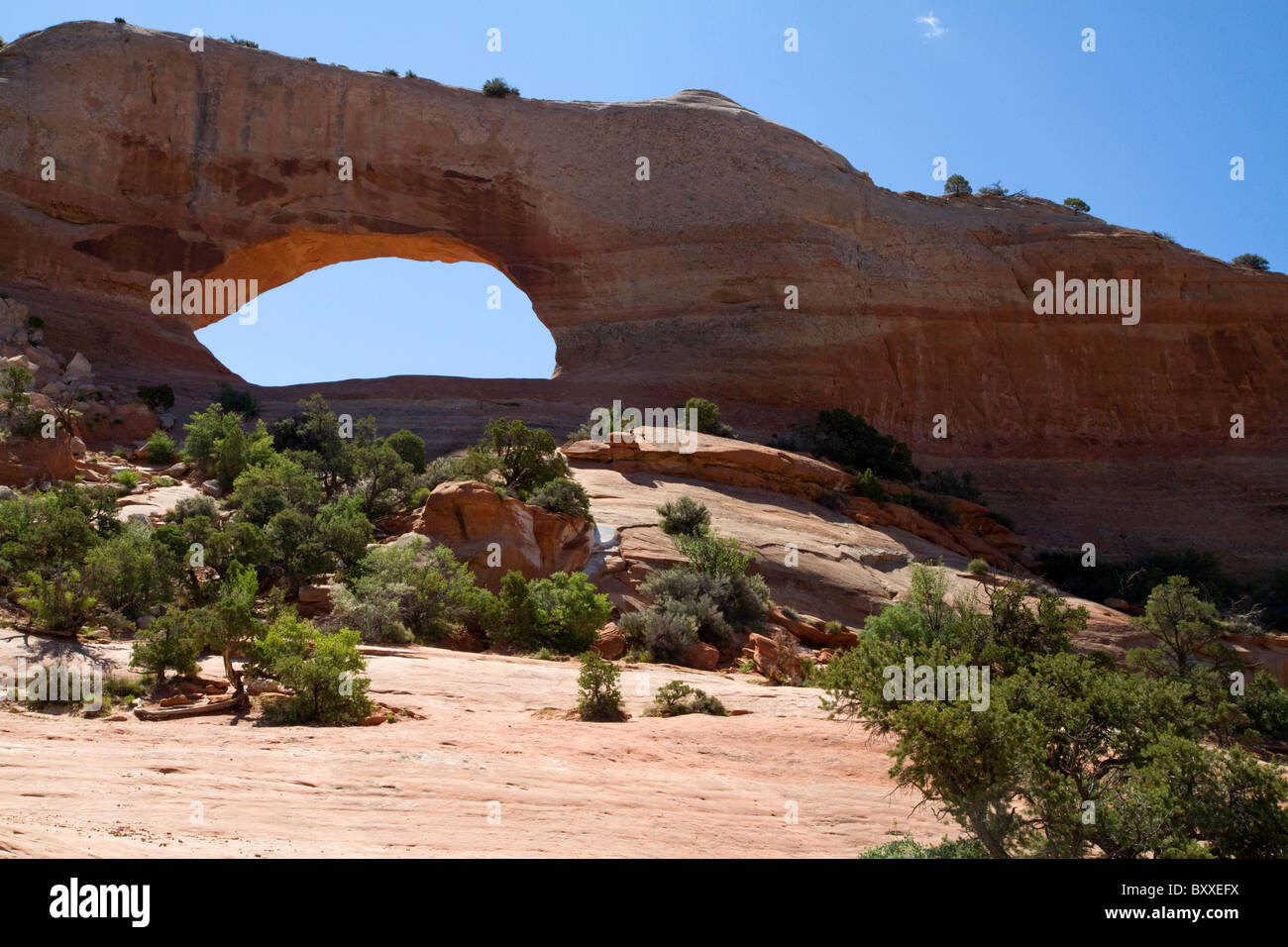 Wilson Arch è una pietra arenaria naturale arch lungo U.S. Route 191 vicino a Moab, Utah, Stati Uniti d'America. Foto Stock