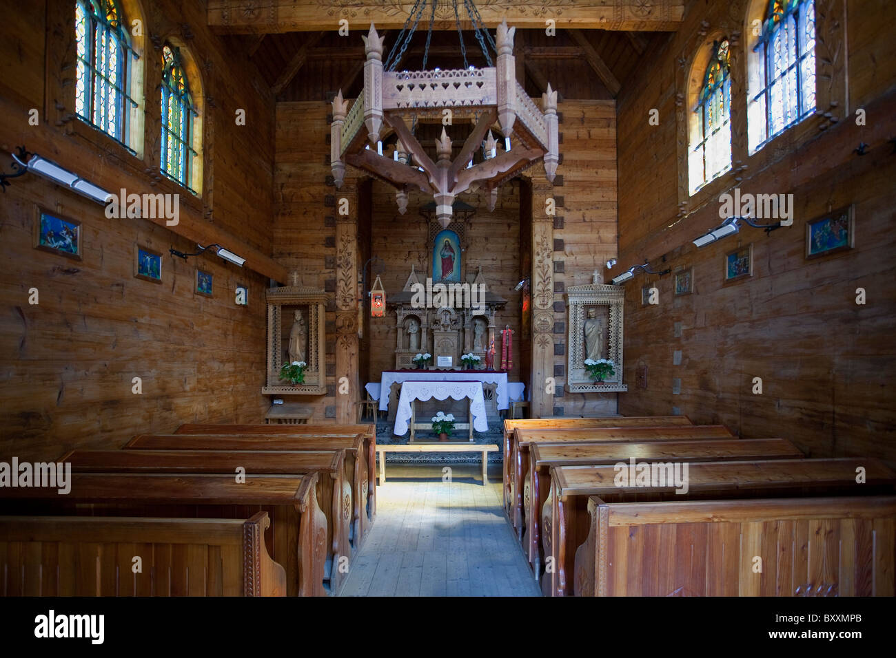 Chiesa Cappella del Sacro Cuore di Gesù, Jaszczurowka, Zakopane Foto Stock