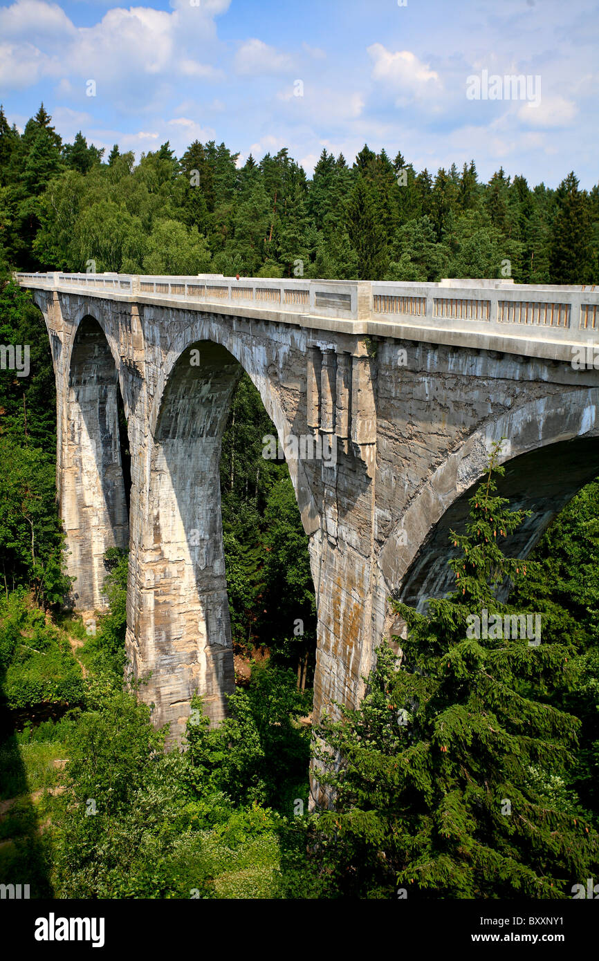 Un vecchio viadotto ferroviario, Stanczyki, Polonia Foto Stock