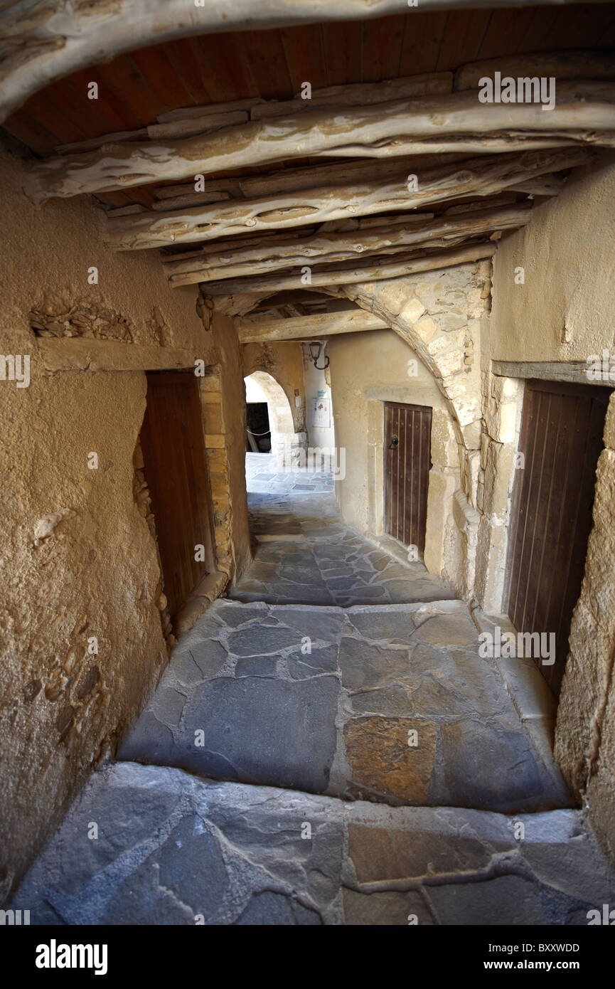 Stretti vicoli della cittadina di Naxos. Greco Isole Cicladi Grecia Foto Stock