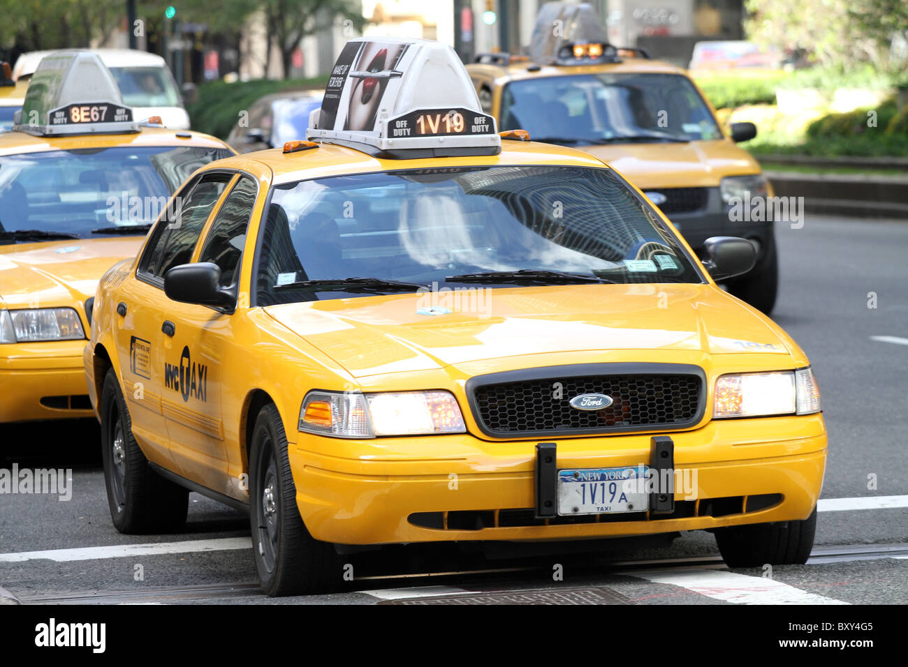 Giallo New York New York taxi a New York, America Foto Stock