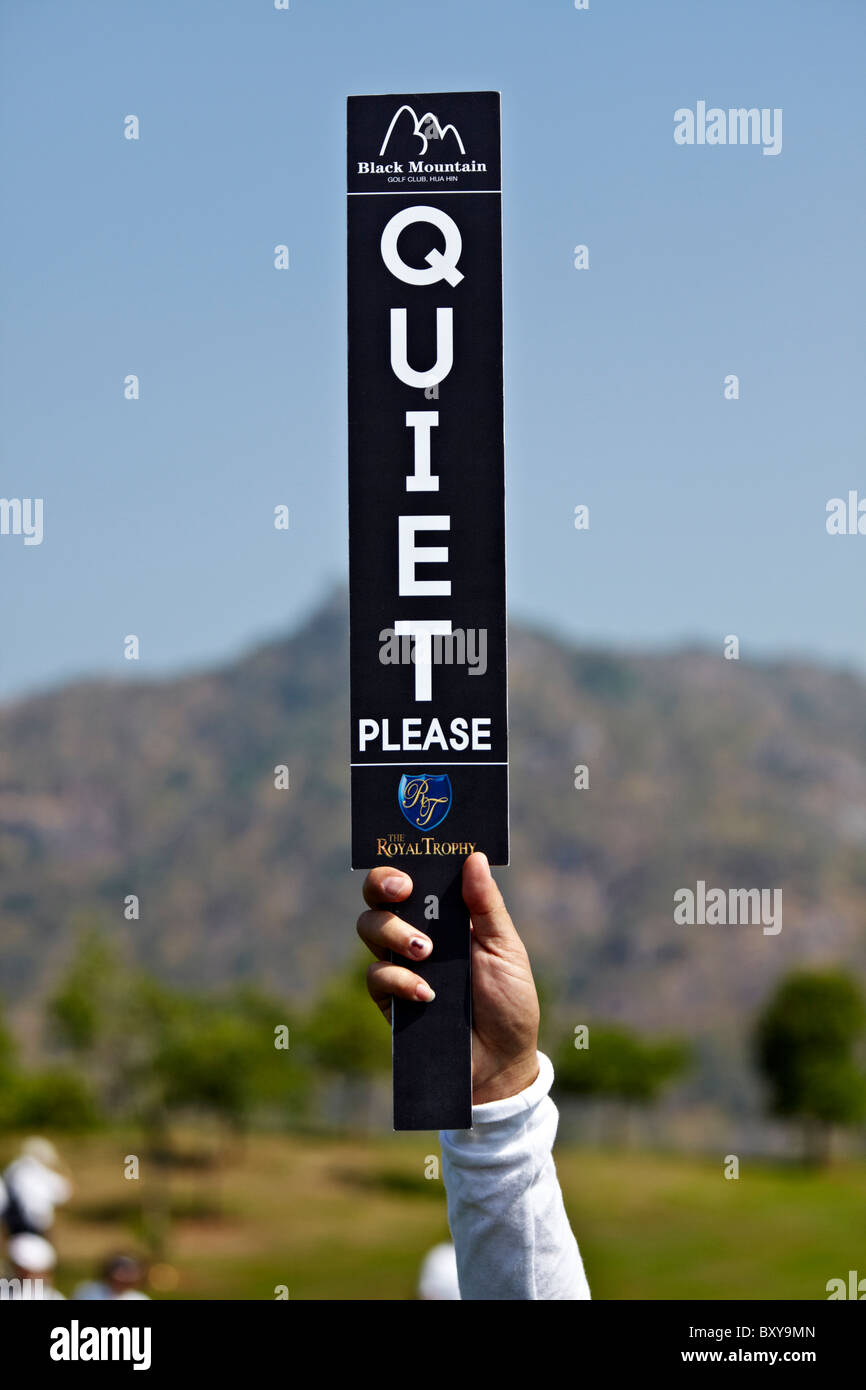 Cartello da golf "Quiet Please" Foto Stock