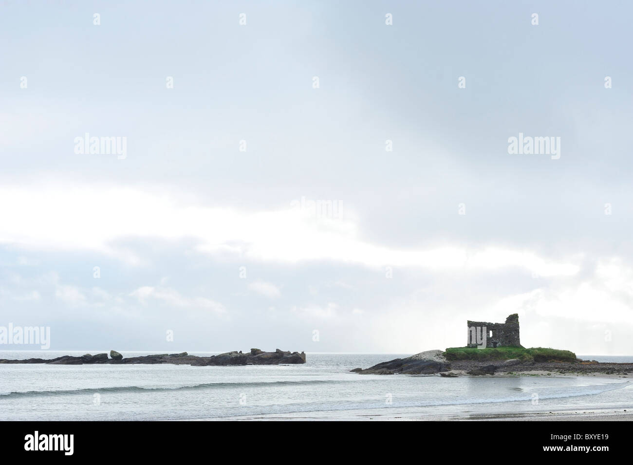 McCarthy Mor Casa Torre Ballinskelligs Castello, Baile un Sceilg, nella contea di Kerry, Irlanda Foto Stock