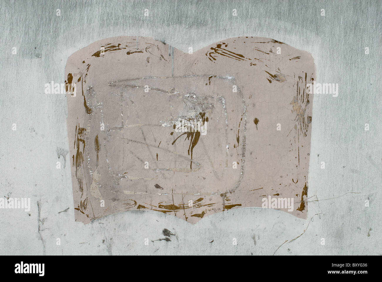 Grigio muro di cemento con un libro aperto sagomato verniciato silhouette Foto Stock