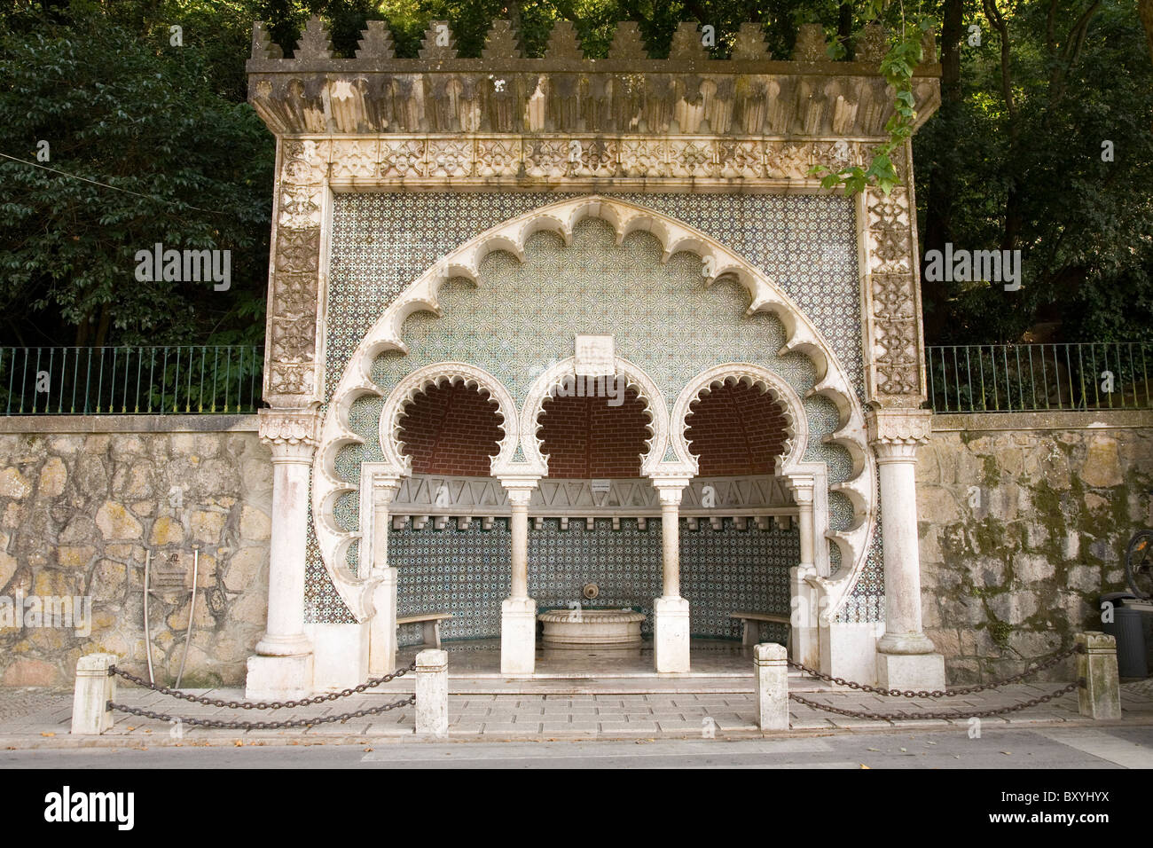 Stile moresco dettagli architettonici in Sintra, Portogallo. Foto Stock