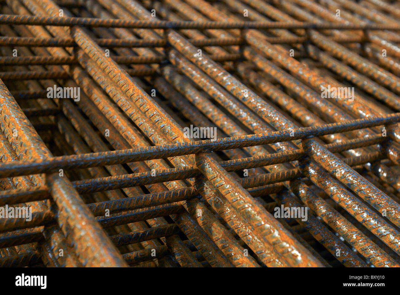 Il rinforzo del cemento armato: acciaio rebar dettaglio Foto Stock