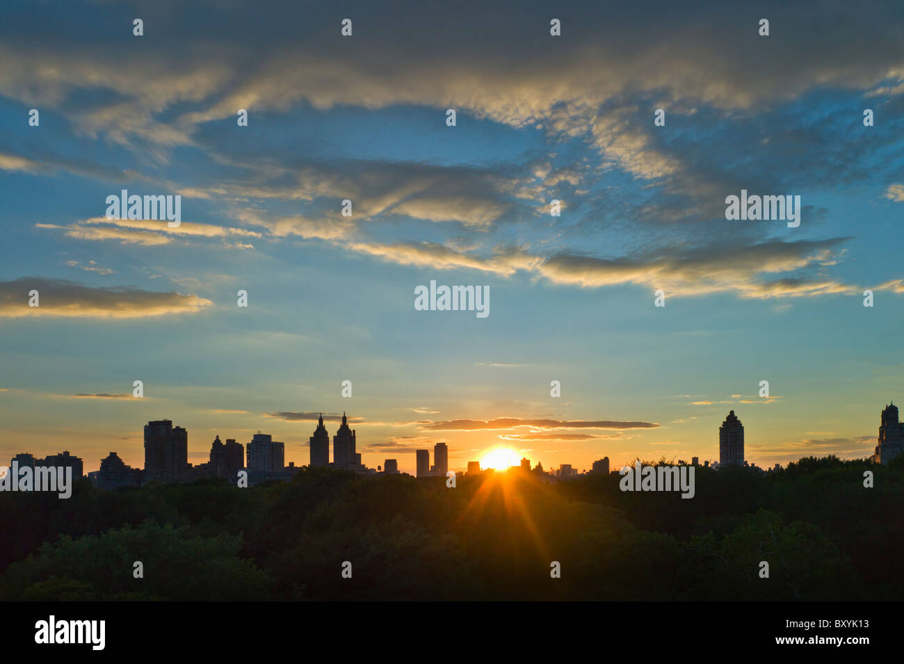 Upper West Side al tramonto Foto Stock