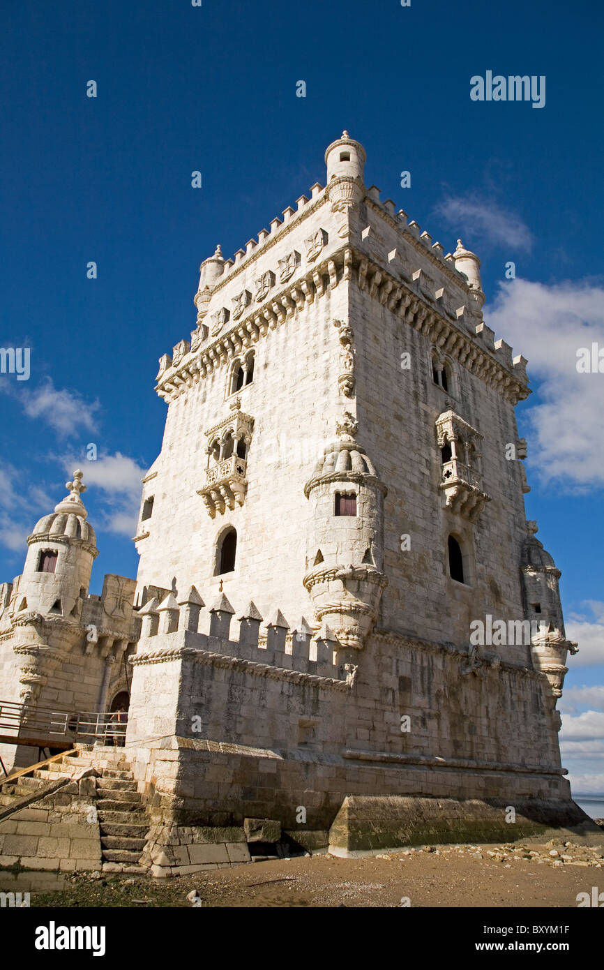 La Torre di Belem (la Torre de Belem) a Lisbona, Portogallo. Foto Stock