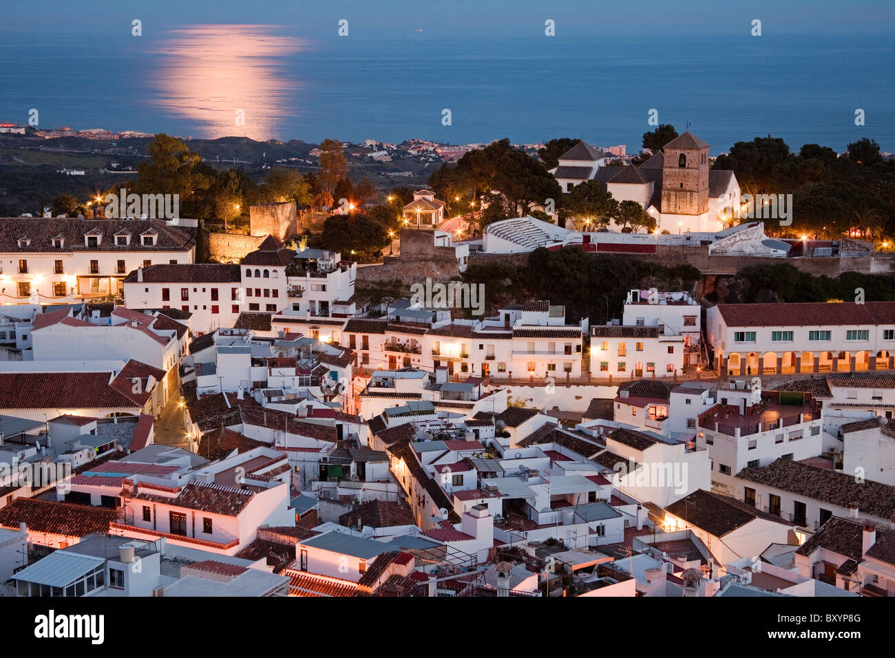Pueblo Blanco de Mijas Málaga Andalucia España White villaggio di Mijas Malaga Andalusia Spagna Foto Stock