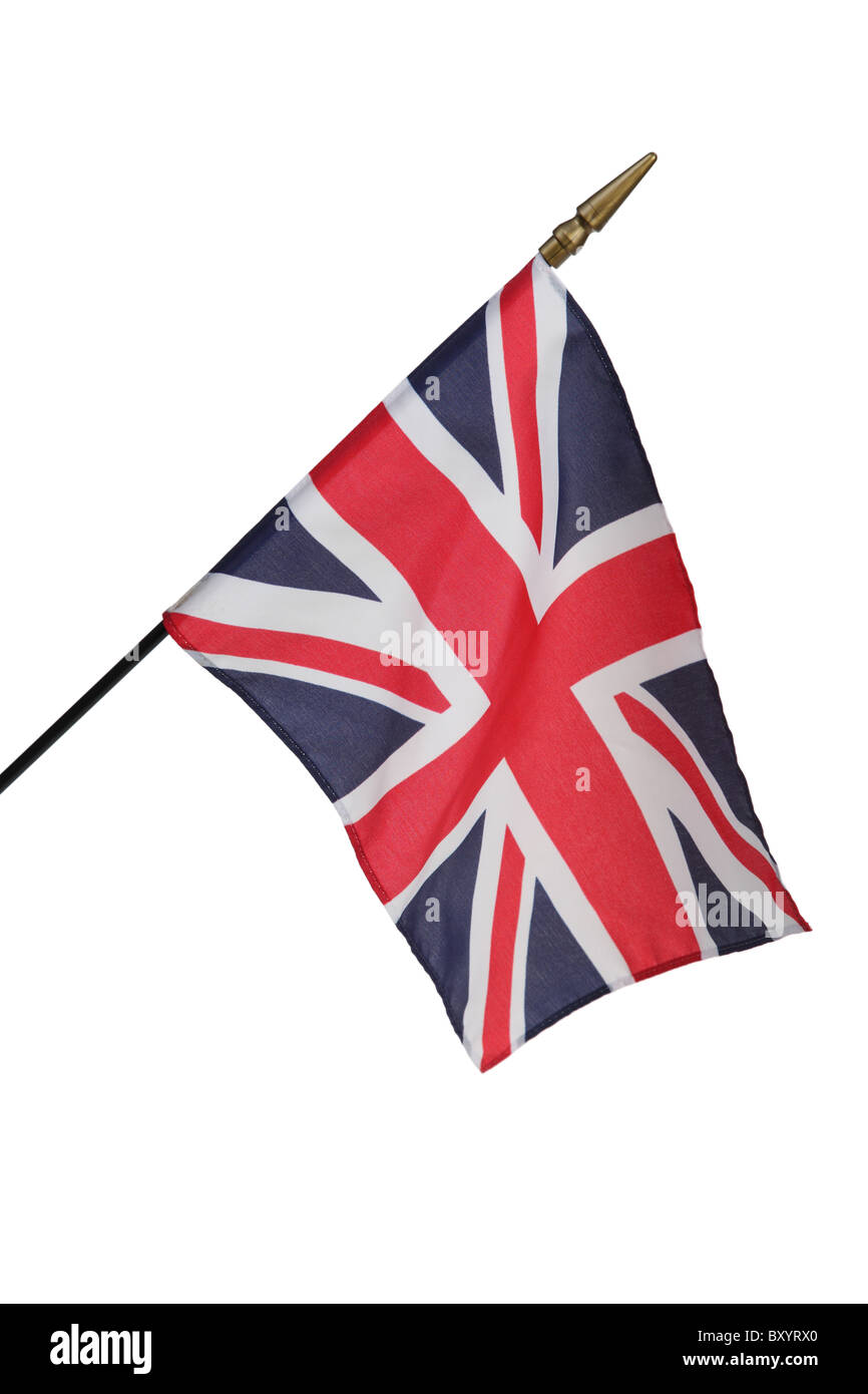Bandiera britannica su sfondo bianco Foto Stock
