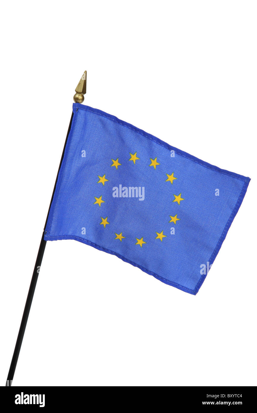 Bandiera dell'Unione europea su sfondo bianco Foto Stock