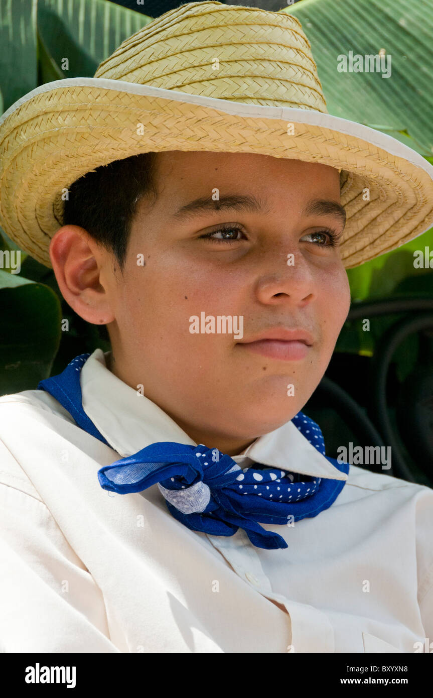 Costa Rican boy Independence Day parade Foto Stock