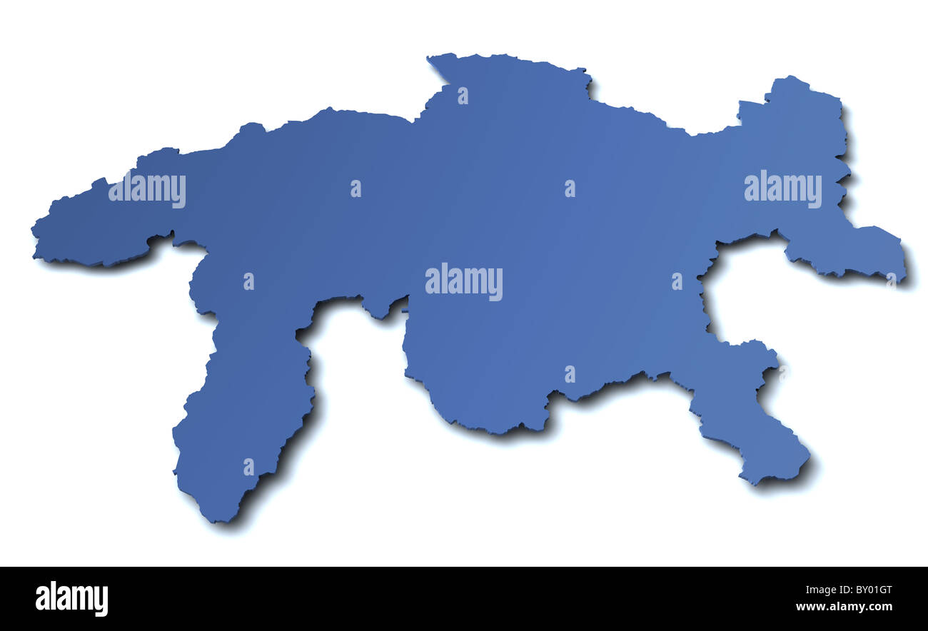 Mappa del cantone dei Grigioni - Svizzera Foto Stock
