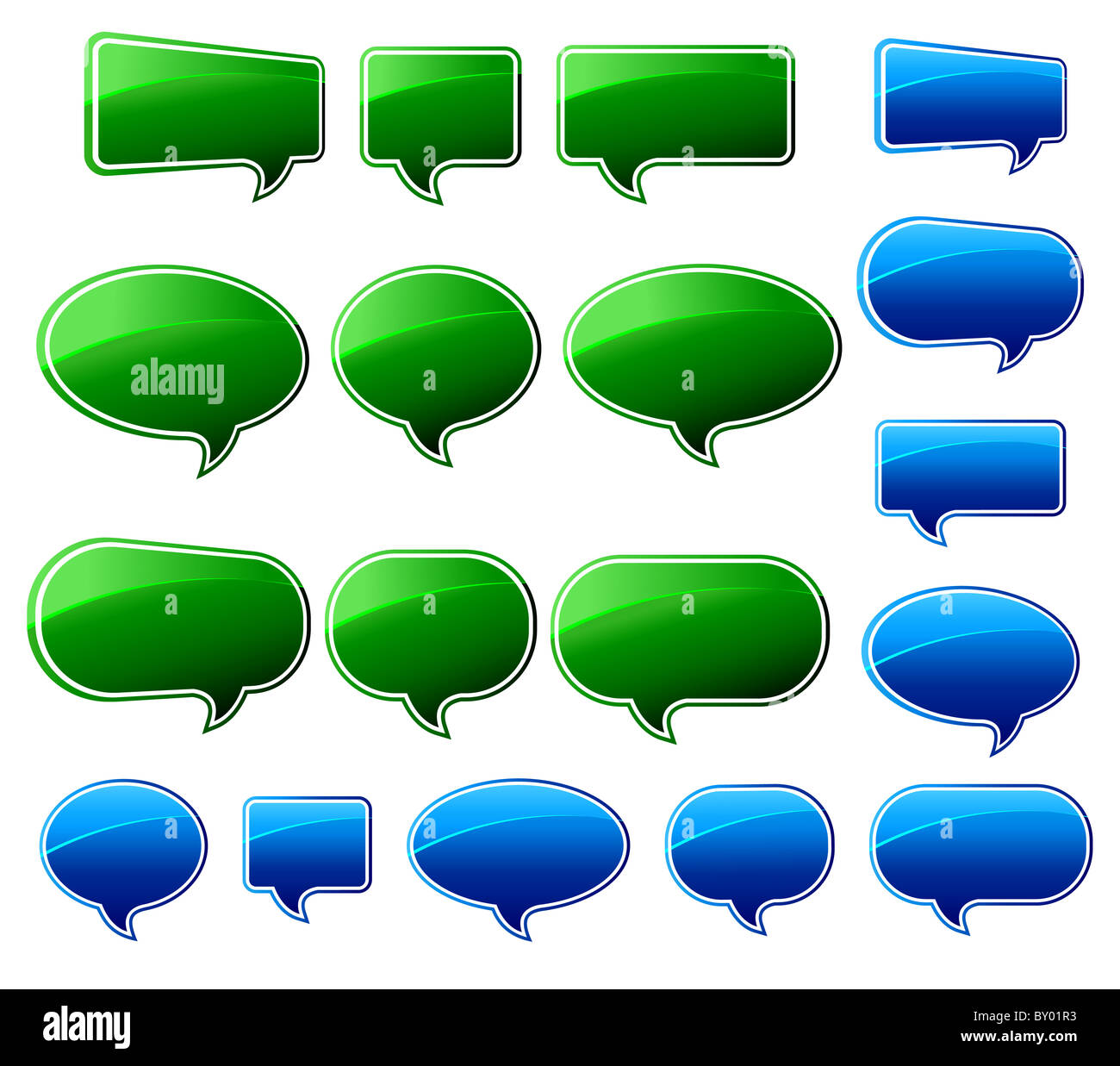 Verde e Blu Fumetti Blog di Chat Foto Stock