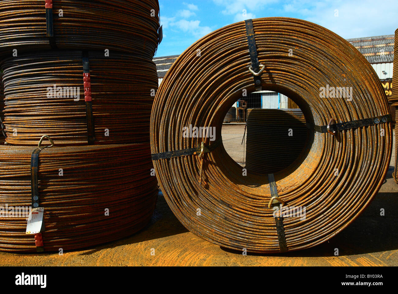 Calcestruzzo acciaio di rinforzo Foto Stock