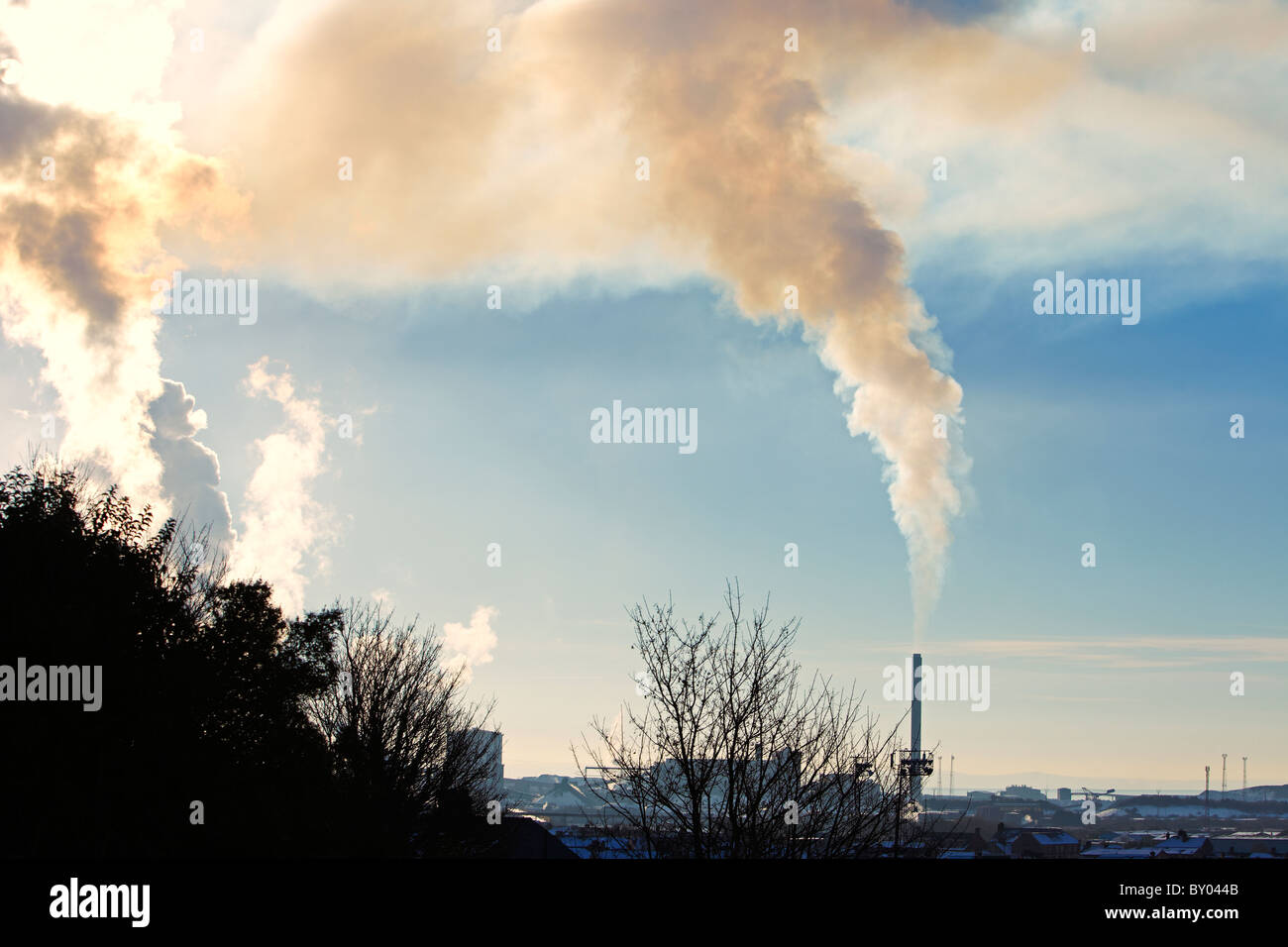 Inquinamento atmosferico da Corus acciaierie in Port Talbot, South Wales, Regno Unito Foto Stock