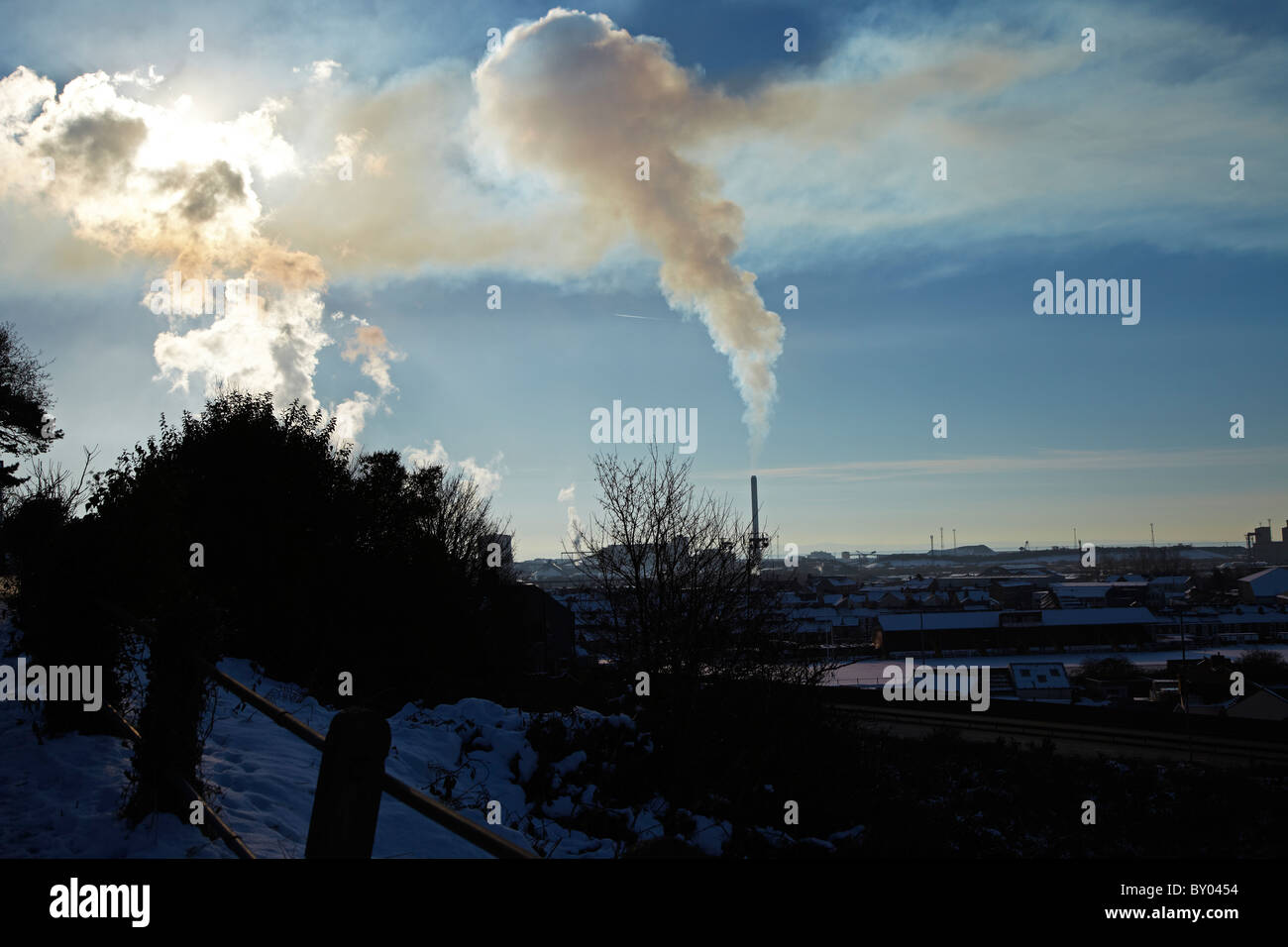Inquinamento atmosferico da Corus acciaierie in Port Talbot, South Wales, Regno Unito Foto Stock
