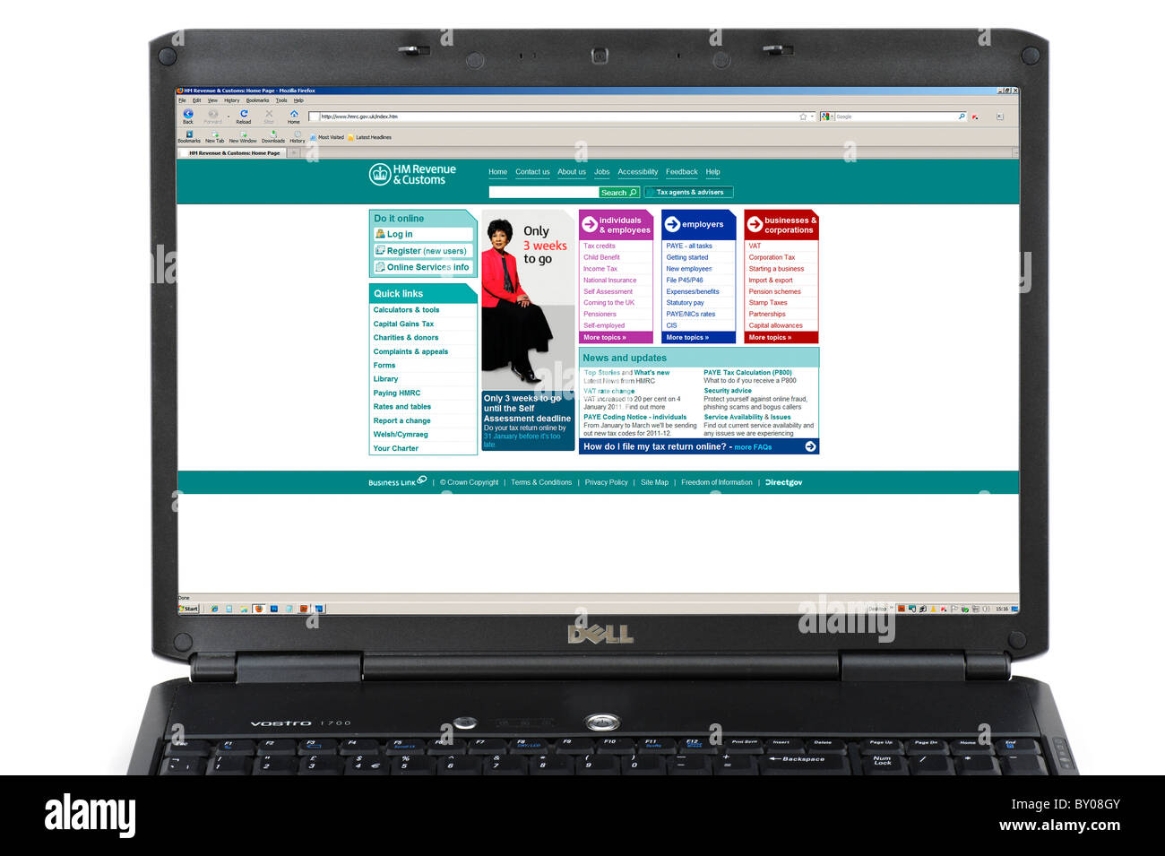 La navigazione in HM Revenue e dogana sito su un computer portatile, REGNO UNITO Foto Stock