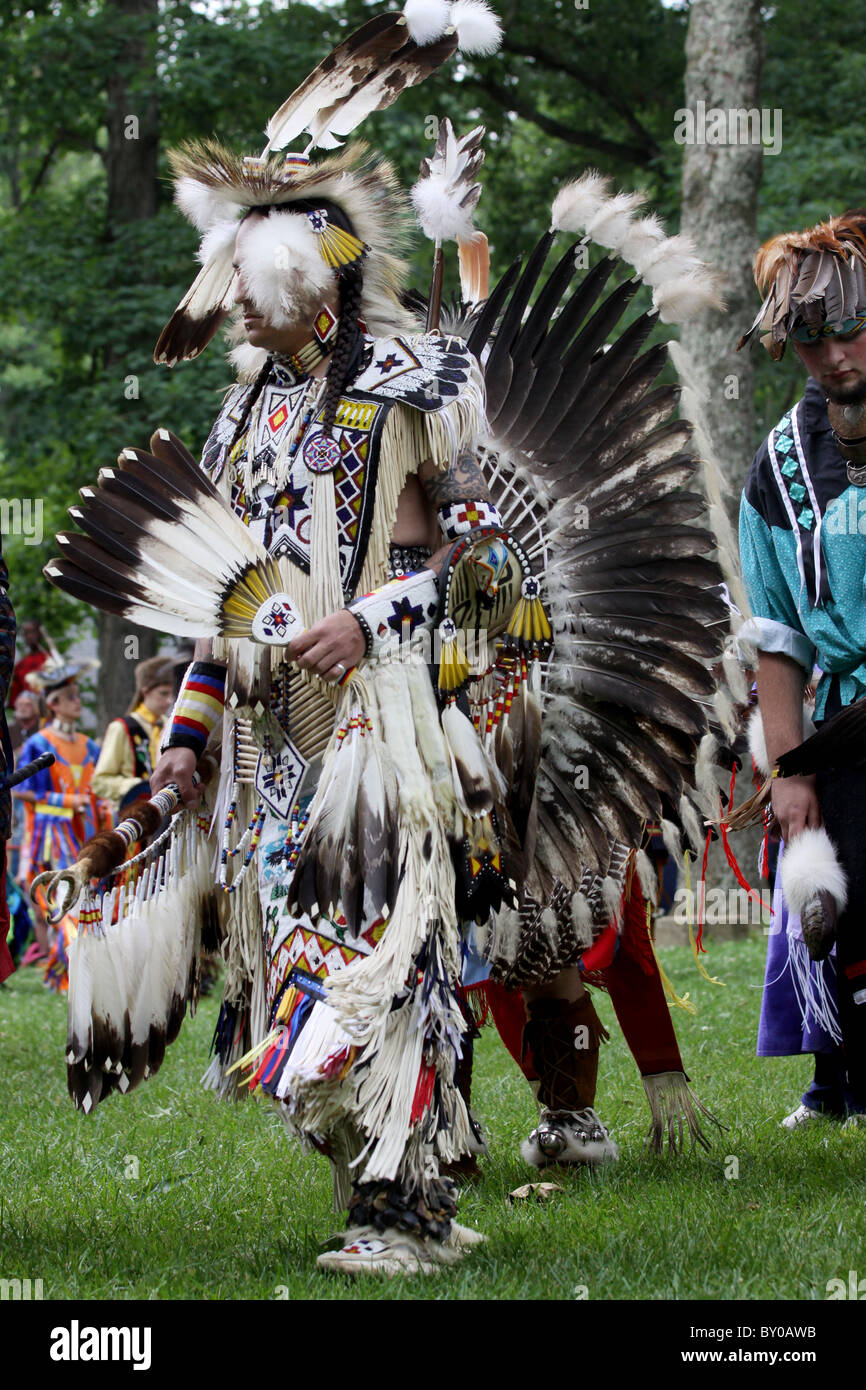 Native American Dancer Pow Wow fort antico Ohio Foto Stock