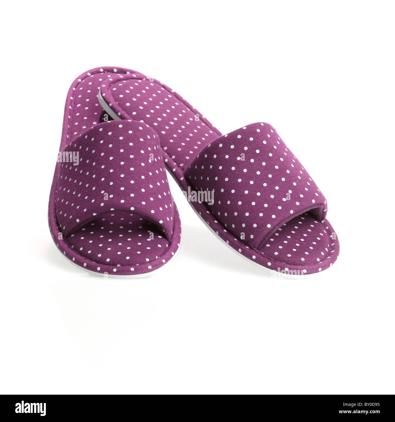 Ancora un colpo di vita di una coppia di purple ladies womens pantofole Foto Stock