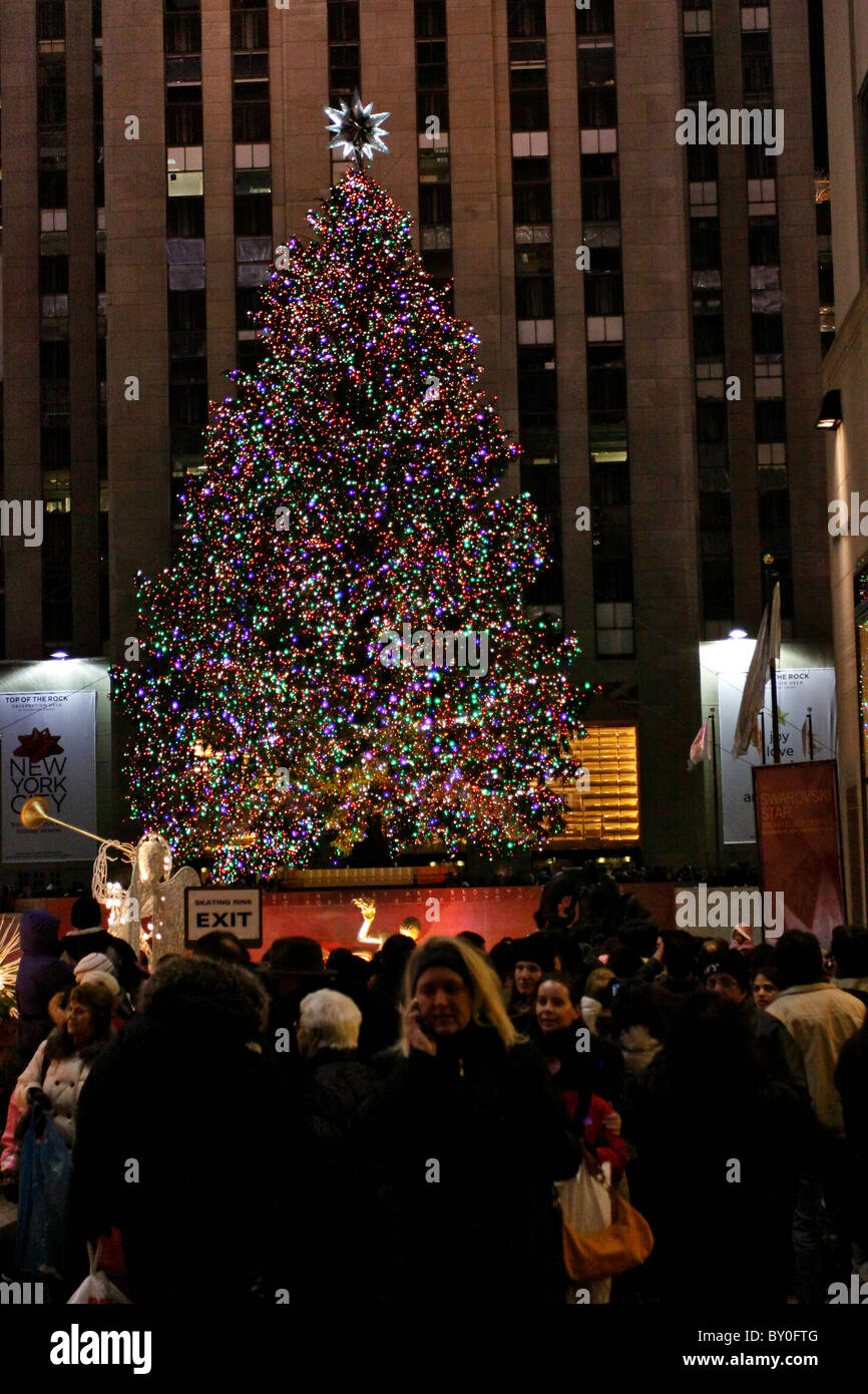 Il Rockefeller Center a Natale, New Yorck City Foto Stock