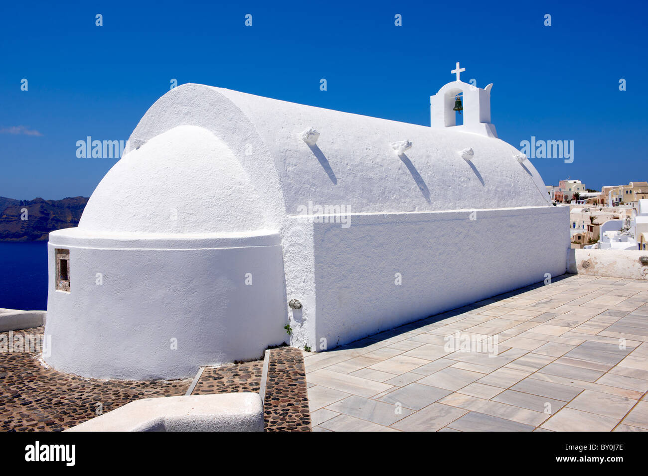 Oia ( Ia ) Santorini chiese ortodosse - greco isole Cicladi - foto, foto e immagini Foto Stock