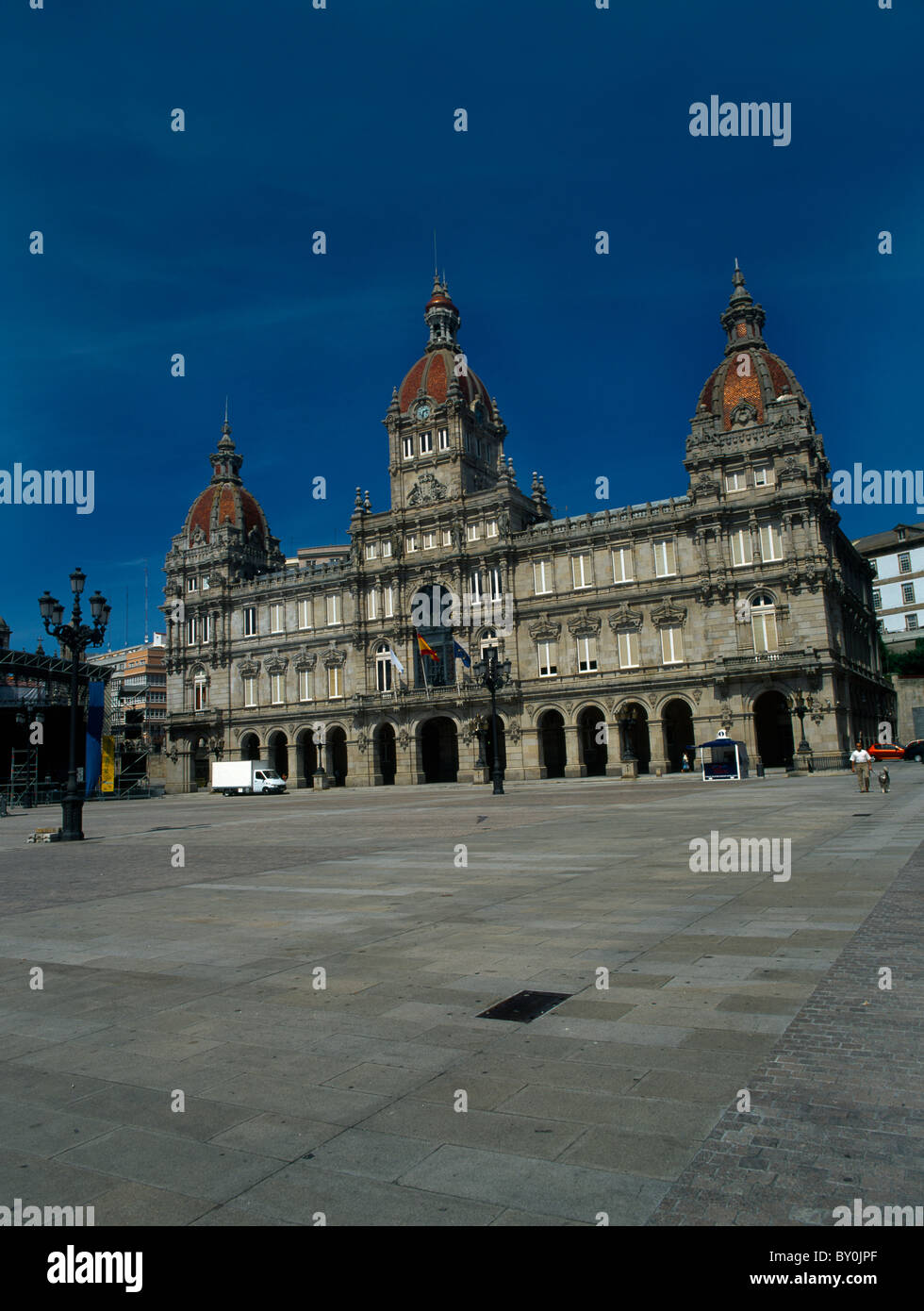 La Coruna Galizia Spagna Plaza Maria Pita Palacio Municipal Foto Stock