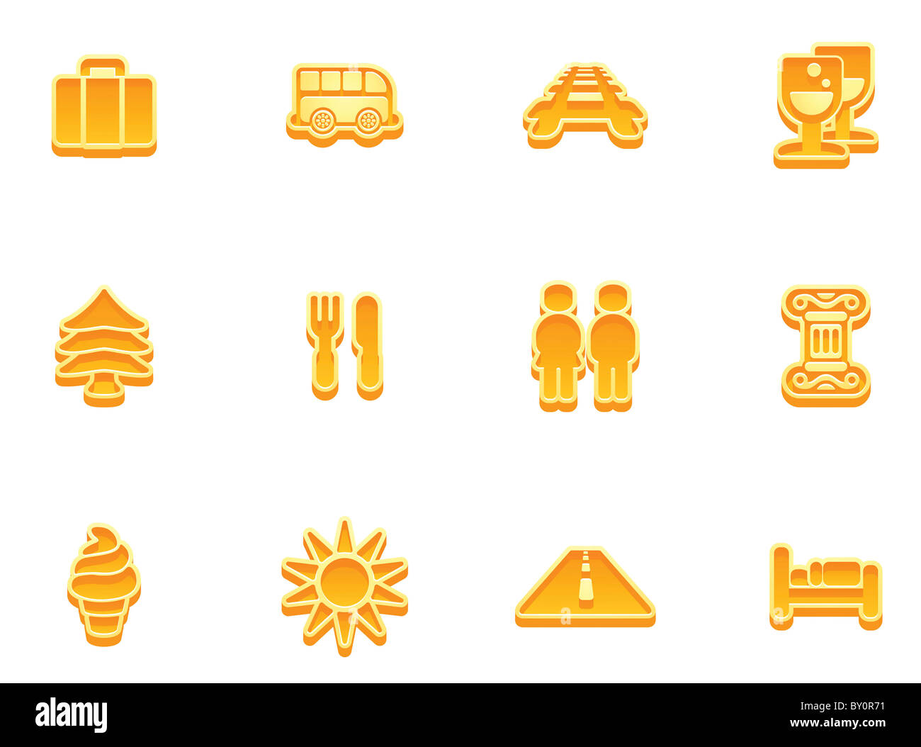 Illustrazione di un viaggio e turismo icon set serie Foto Stock