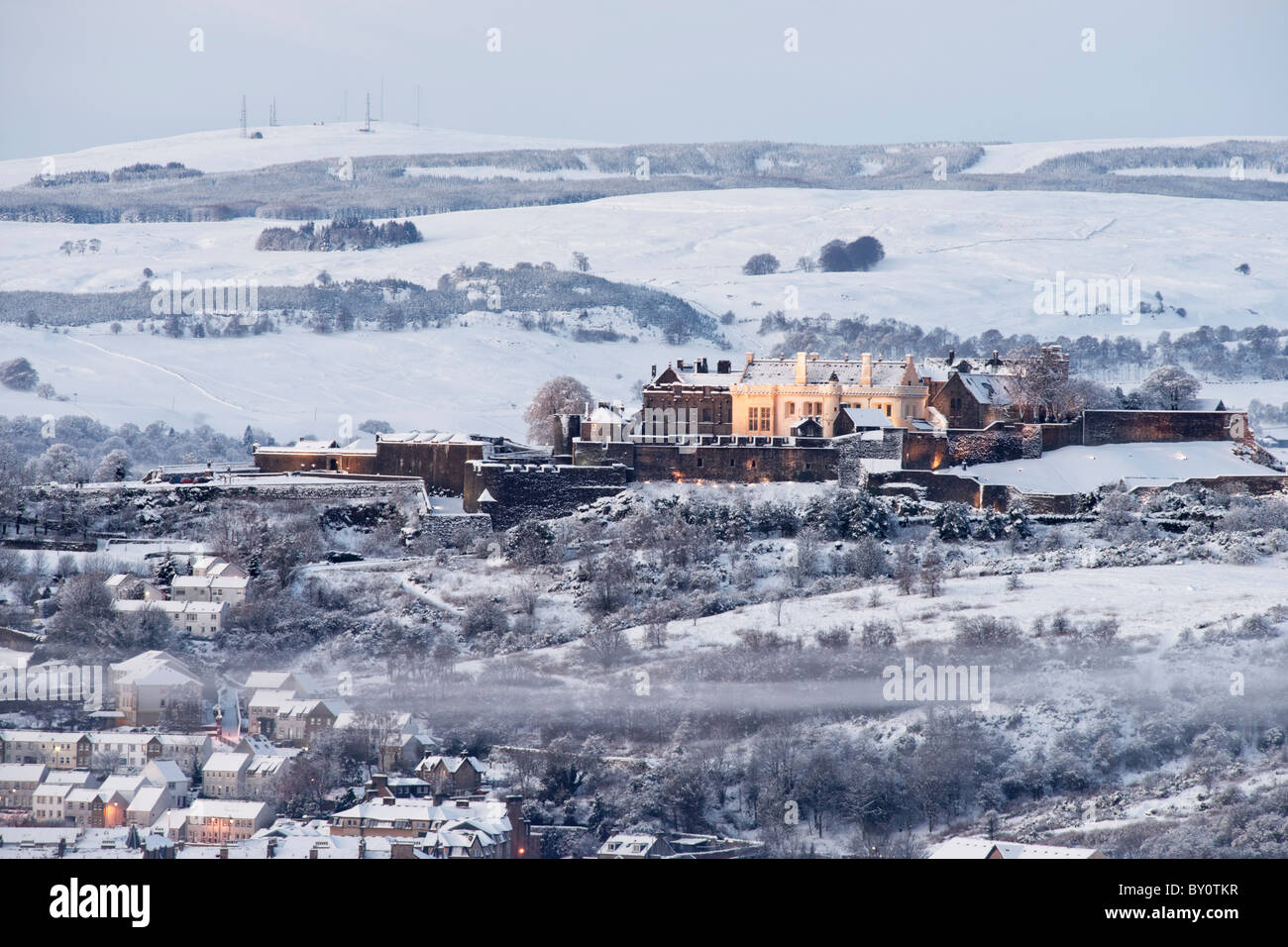 Il Castello di Stirling in inverno, città di Stirling, Scozia, Regno Unito Foto Stock