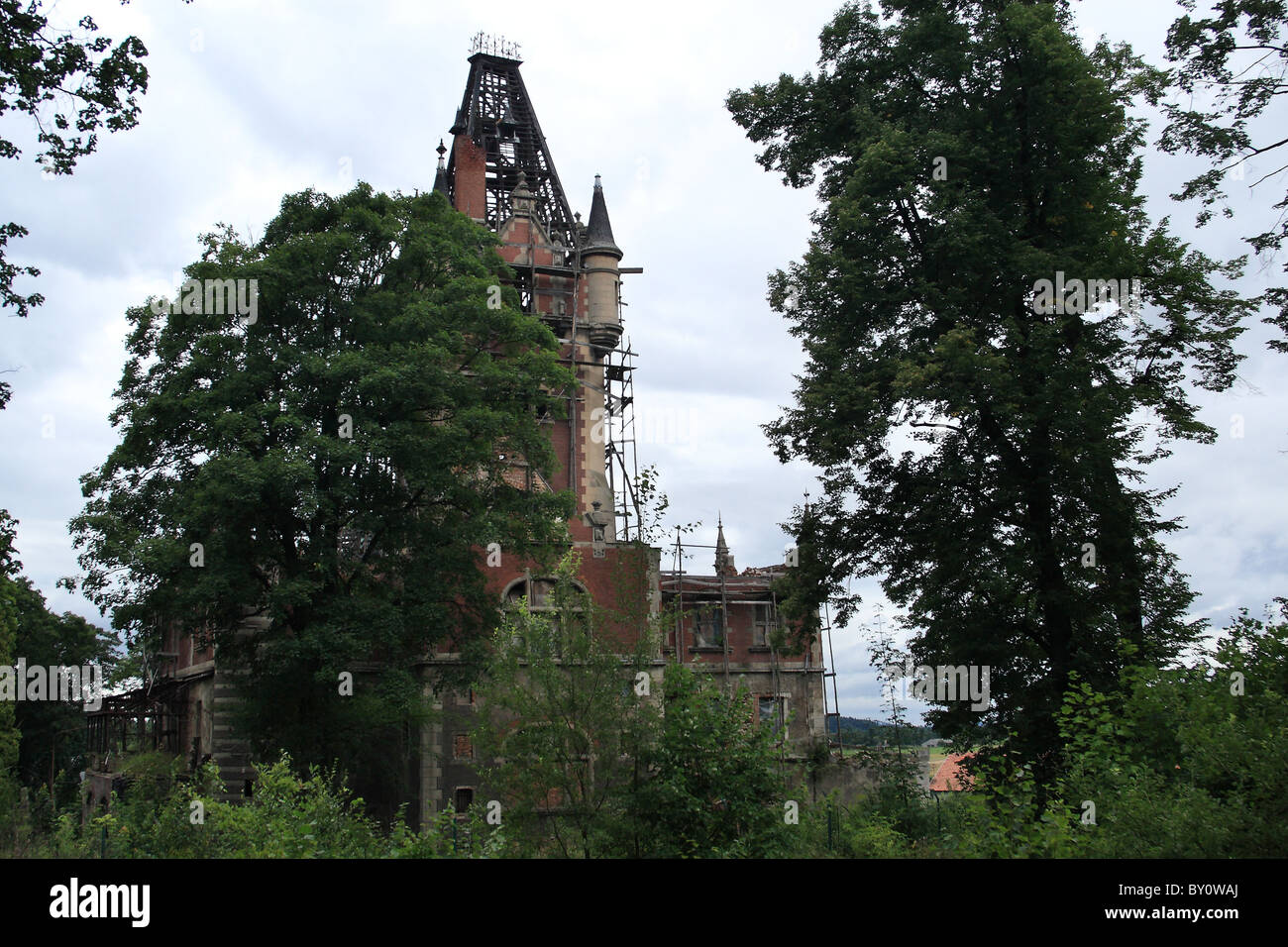 Zamek Bobrow, Bassa Slesia, Polonia. Foto Stock