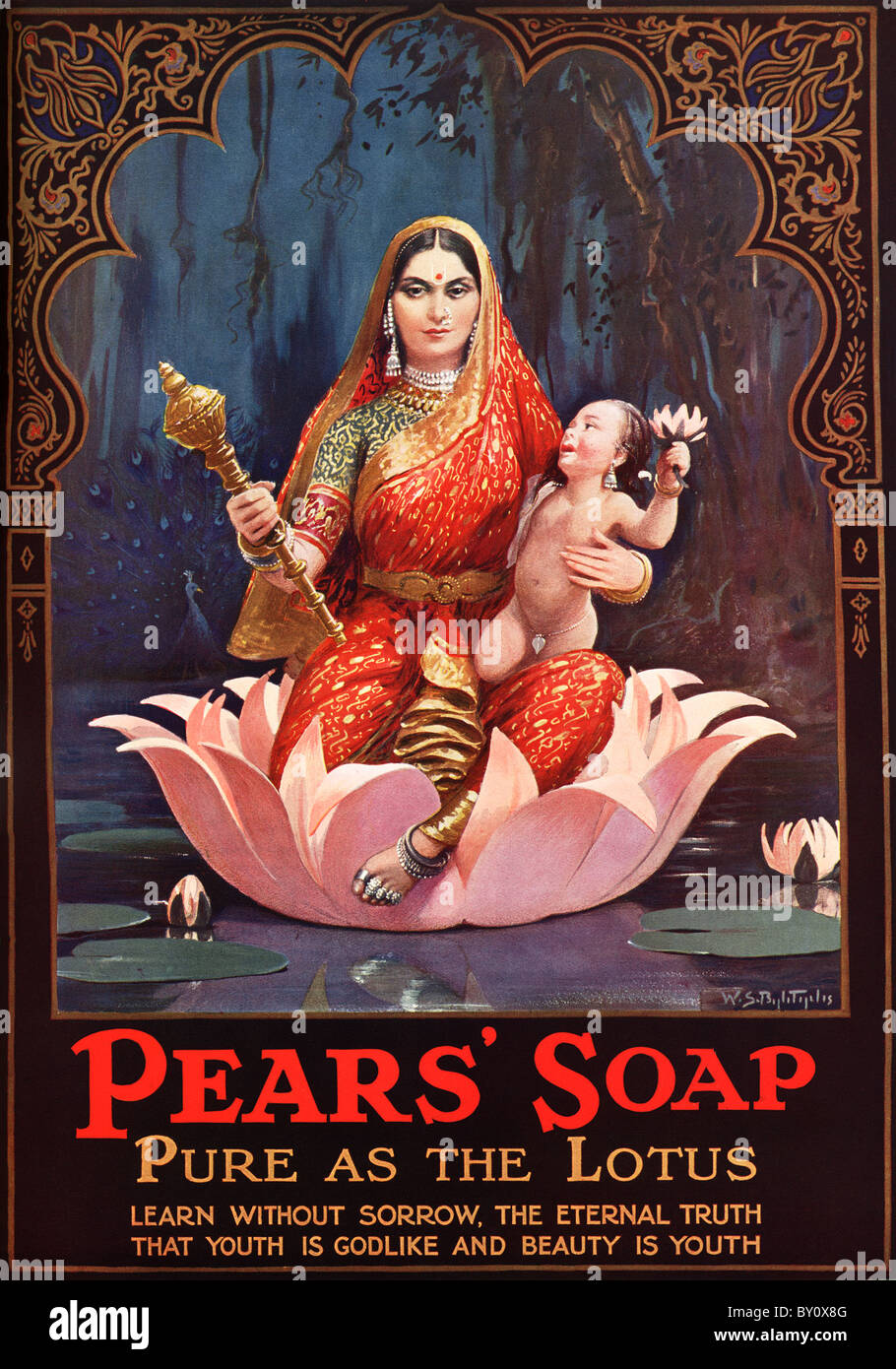 Annuncio di colore per le pere del sapone in India circa 1929 Foto Stock