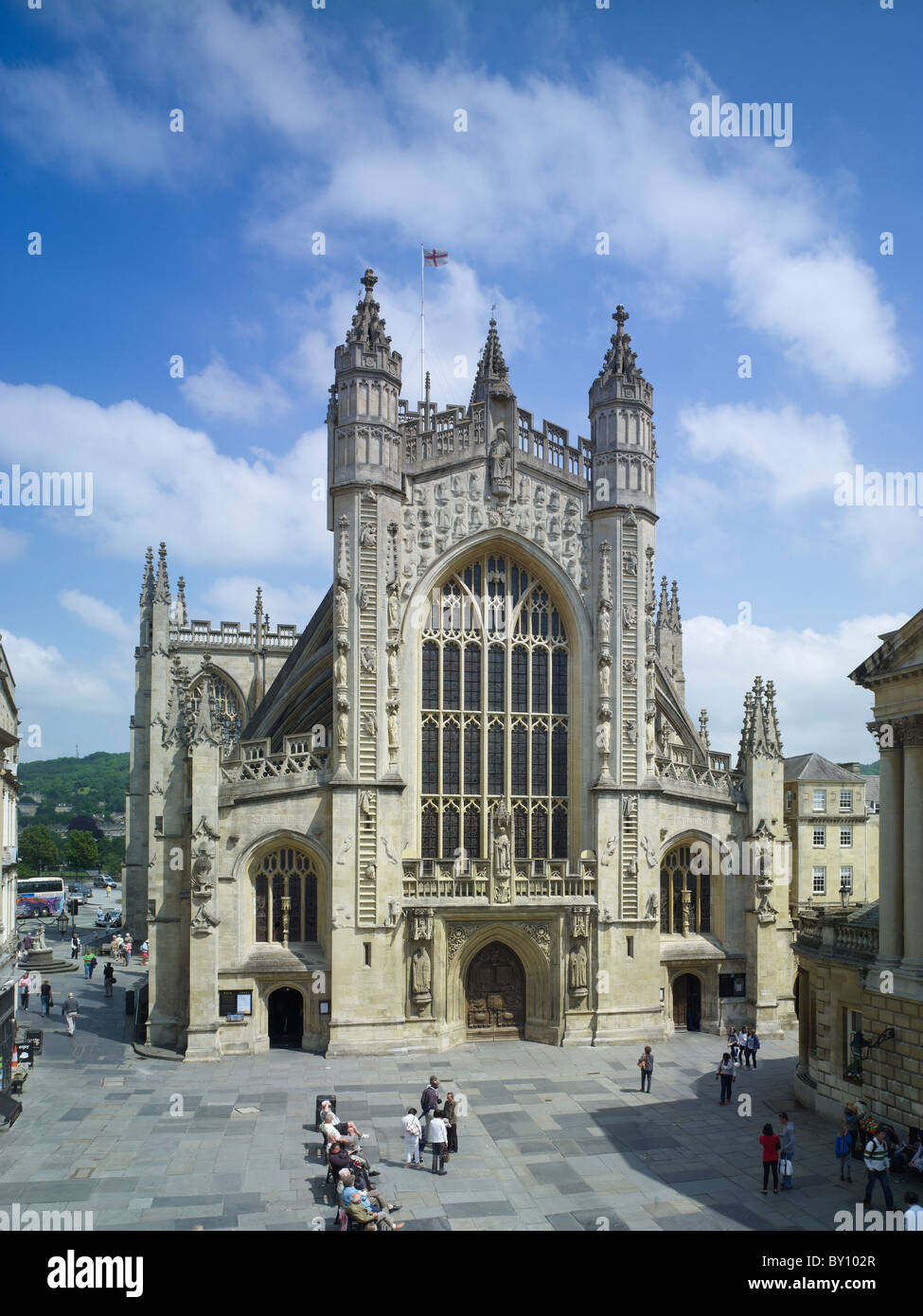 Abbazia di Bath fronte ovest Foto Stock