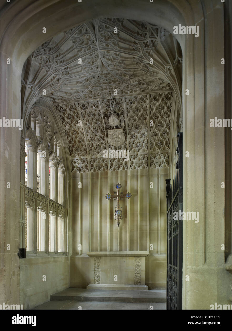 Abbazia di Bath, Birde Chantry cappella, 1515 con ventola vaulting. Foto Stock