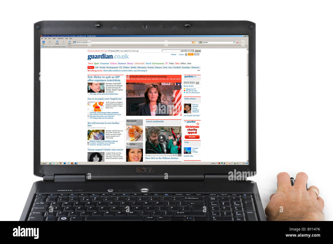 Esplorazione del custode del sito web su un computer portatile, REGNO UNITO Foto Stock