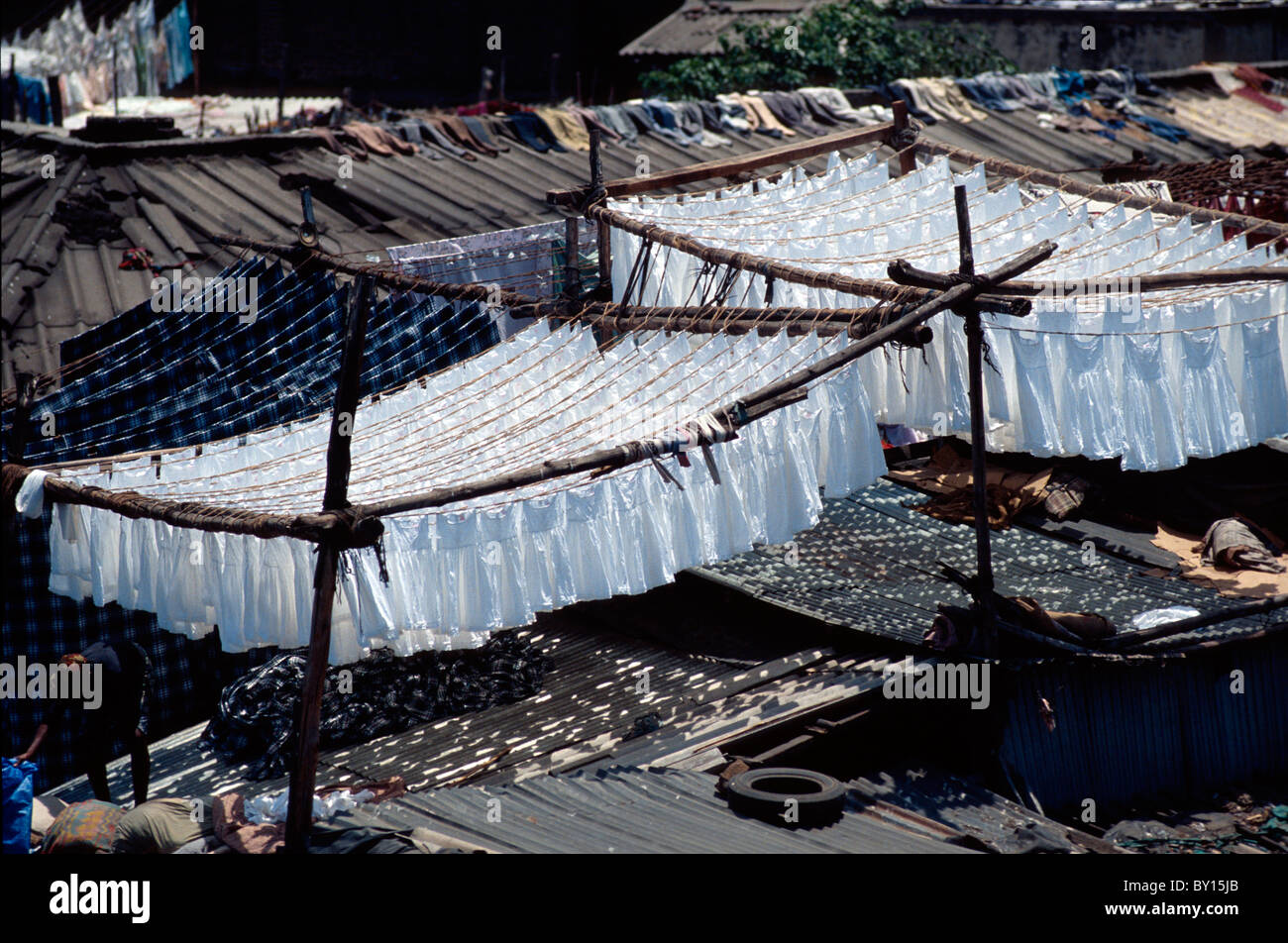A Laundryman Dhobi Ghats a Mumbai, Maharashtra, India Foto Stock
