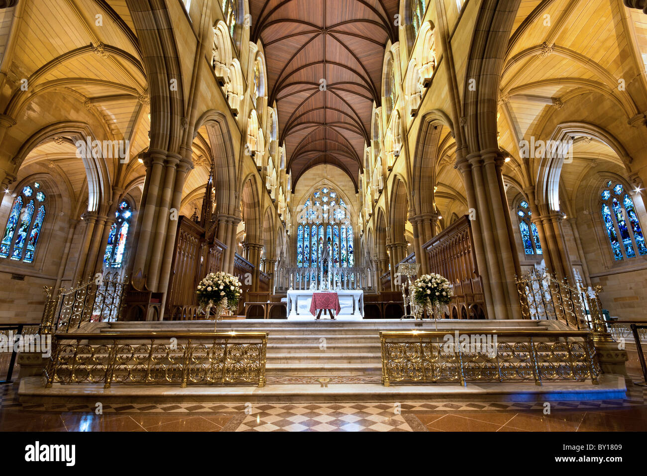 Interno della cattedrale di Santa Maria a Sydney in Australia Foto Stock