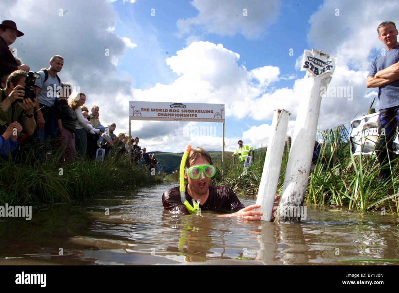 Il BOG Snorkeling Campionati del Mondo, Llanwrtyd Wells, metà del Galles. Foto Stock