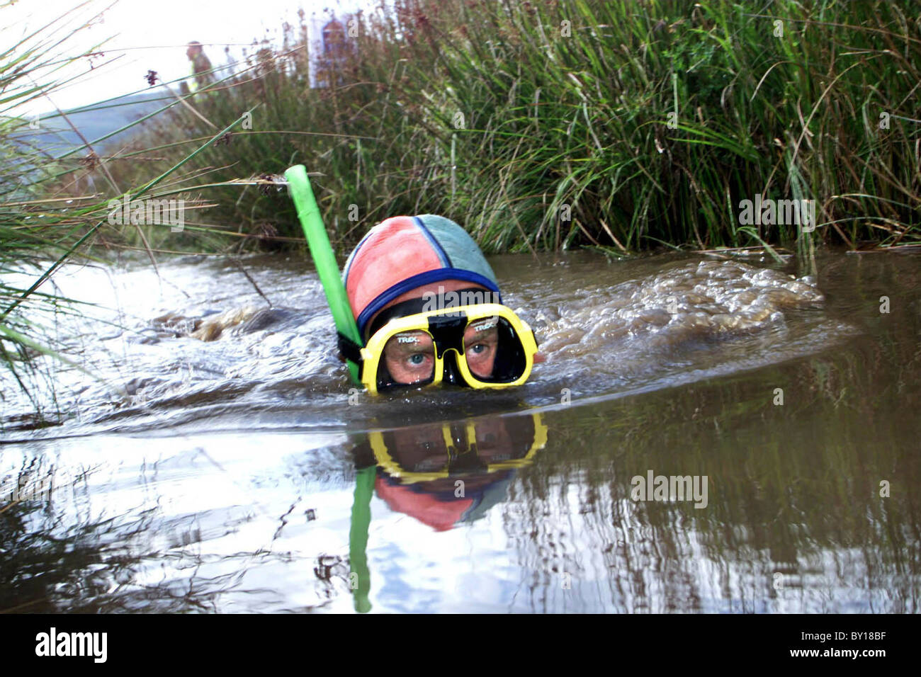 Il BOG Snorkeling Campionati del Mondo, Llanwrtyd Wells, metà del Galles. Foto Stock