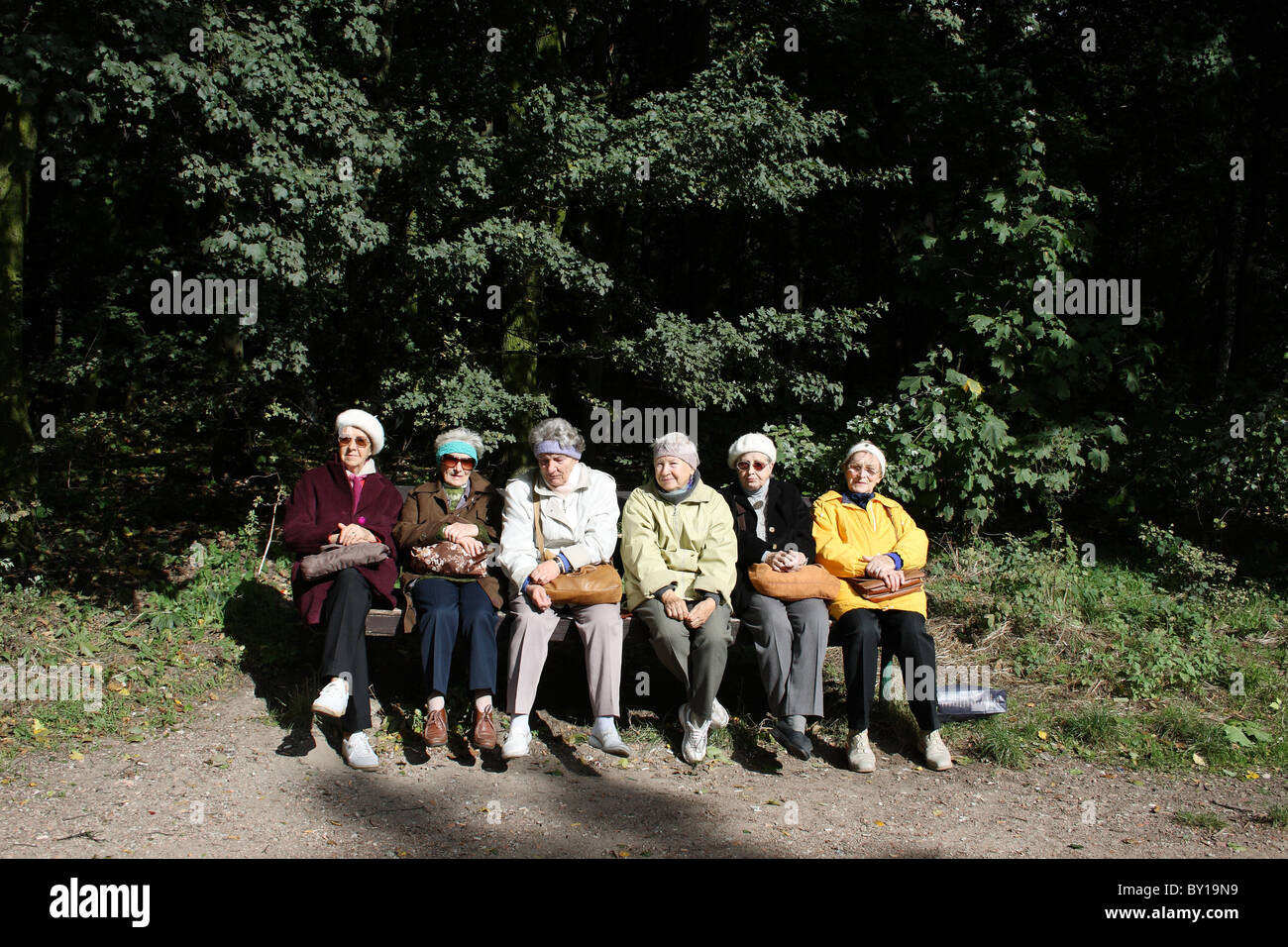 I pensionati in una zona ricreativa nella città di Poznan, Polonia Foto Stock