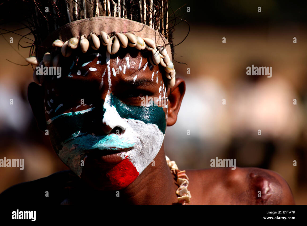 Body paint - siddi tribù di Gujarat, India Foto Stock