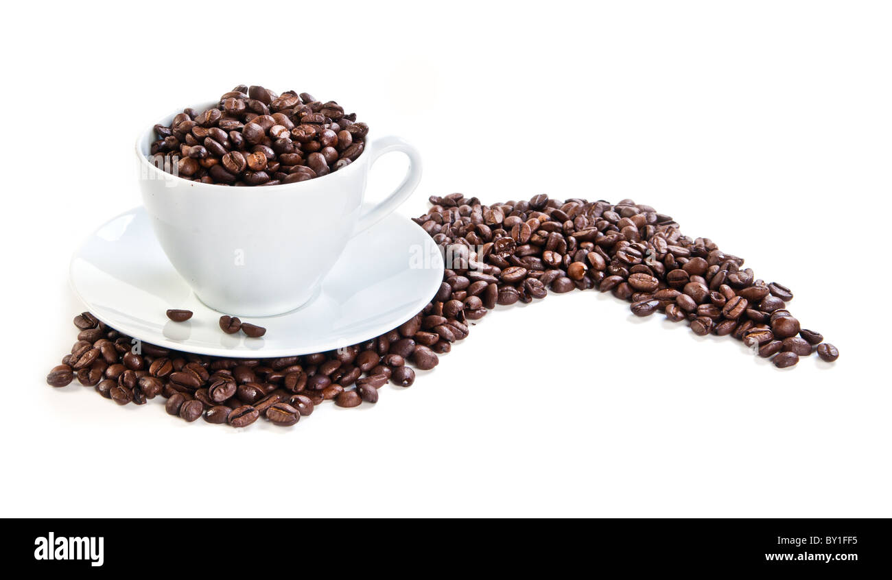Coppa piena di chicchi di caffè Foto Stock